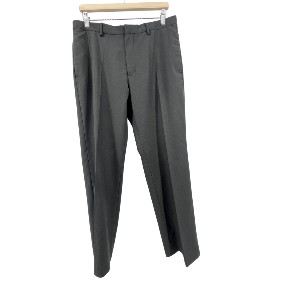 Banana Republic Mens Wool Silk Dress Pants Black Micro Stripe 33x32 448517-00